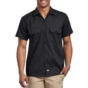Dickies: FLEX Slim Fit Short Sleeve Twill Work Shirt (Black)