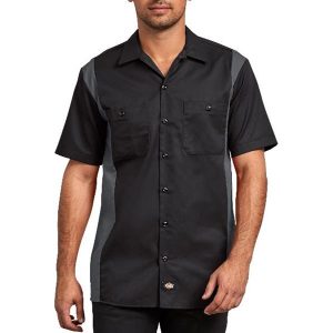 Dickies: Two-Tone Short Sleeve Work Shirt (Black Dark Gray Tone)