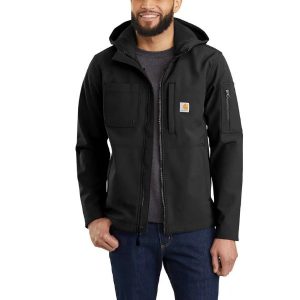 Carhartt: Rain Defender® Relaxed Fit Midweight Softshell Hooded Jacket (Black)