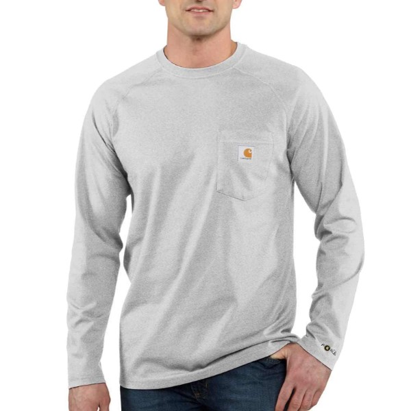 Carhartt: Force Relaxed Fit Midweight Long-Sleeve Pocket T-Shirt (Heather Gray)