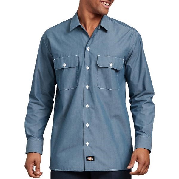 Dickies: Relaxed Fit Long Sleeve Chambray Shirt (Blue Chambray)