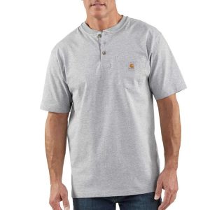 Carhartt: Loose Fit Heavyweight Short-Sleeve Pocket Henley T-Shirt (Heather Gray)