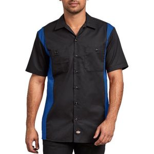 Dickies: Two-Tone Short Sleeve Work Shirt (Black Blue Tone)