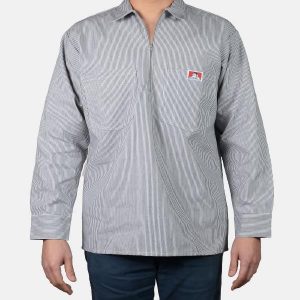 Ben Davis: Long Sleeve Striped 1/2 Zip (Hickory Stripe)