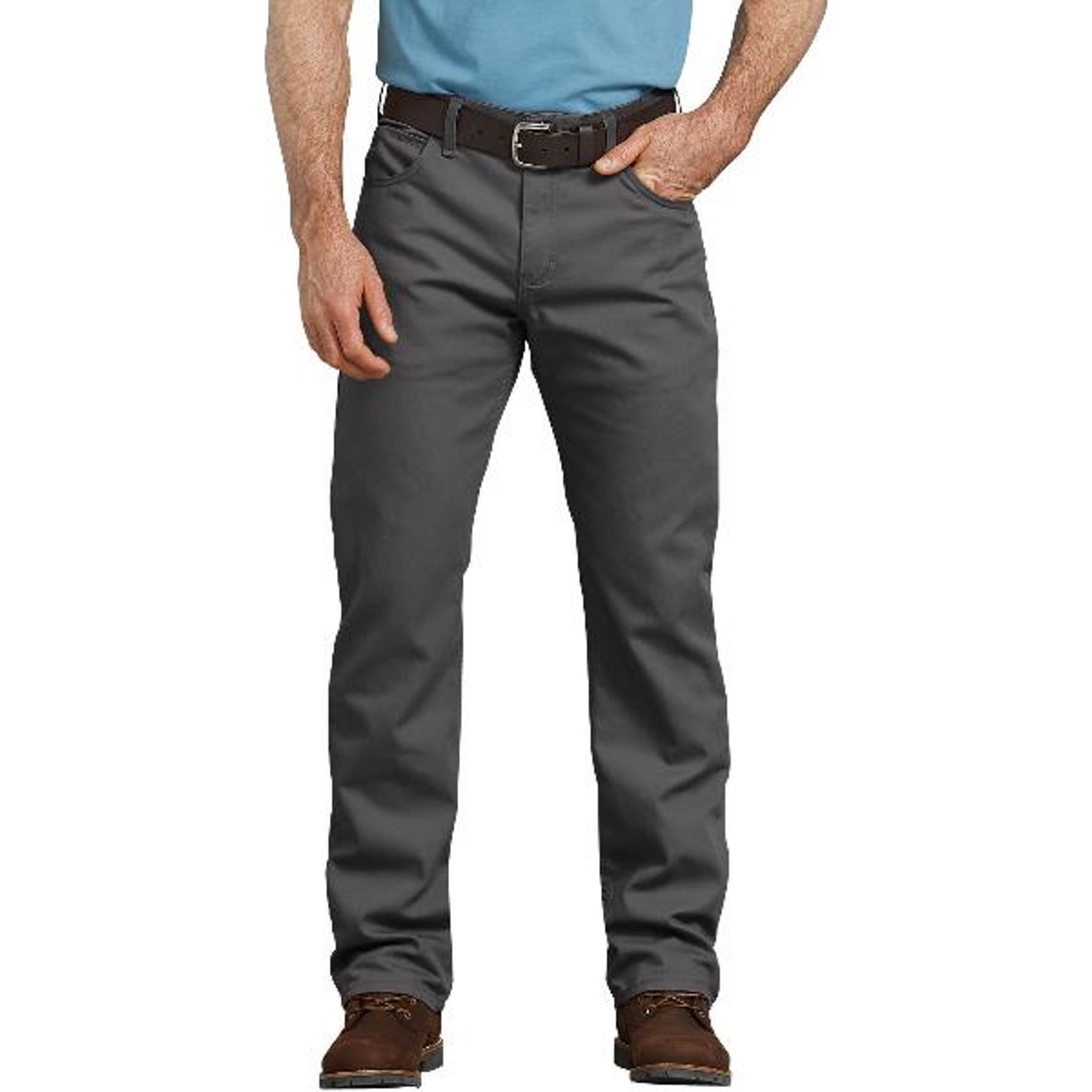 Dickies: FLEX Regular Fit Straight Leg Tough Max™ Duck 5-Pocket Pants (Stonewashed Gray)