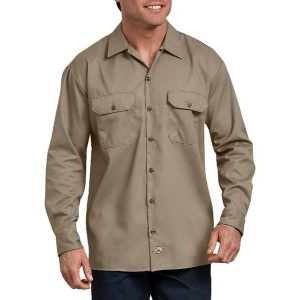 Dickies: FLEX Relaxed Fit Long Sleeve Twill Work Shirt (Desert Khaki)