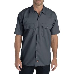 Dickies: FLEX Relaxed Fit Short Sleeve Twill Work Shirt (Charcoal Gray)