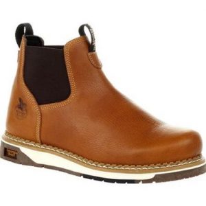 Georgia Boot: AMP LT Wedge Chelsea Work Boot (Brown)