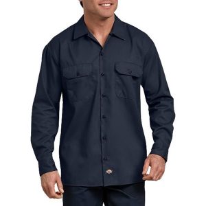 Dickies: FLEX Relaxed Fit Long Sleeve Twill Work Shirt (Dark Navy)