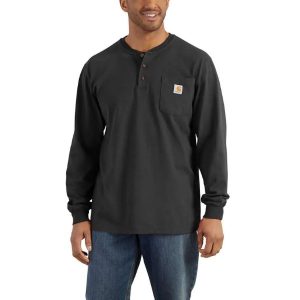 Carhartt: Loose Fit Heavyweight Long-Sleeve Pocket Henley T-Shirt (Black)