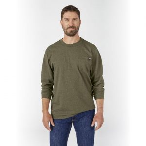 Dickies: Long Sleeve Heathered Heavyweight Pocket T-Shirt (Military Green Heather)