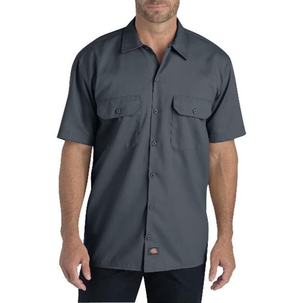 Dickies: FLEX Relaxed Fit Short Sleeve Twill Work Shirt (Charcoal Gray)