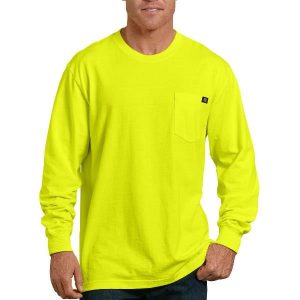 Dickies: Long Sleeve Heavyweight Neon Crew Neck T-Shirt (Bright Yellow)