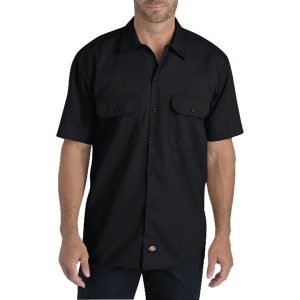 Dickies: FLEX Relaxed Fit Short Sleeve Twill Work Shirt (Black)