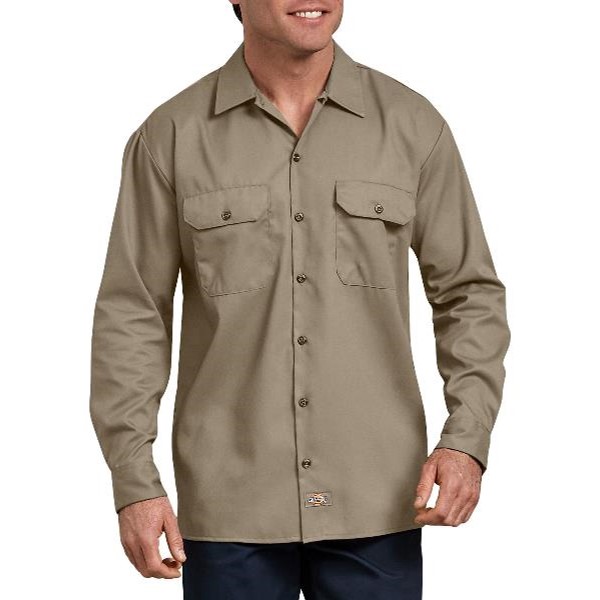 Dickies: FLEX Relaxed Fit Long Sleeve Twill Work Shirt (Desert Khaki)