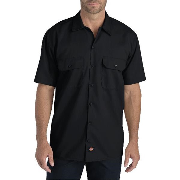 Dickies: FLEX Relaxed Fit Short Sleeve Twill Work Shirt (Black)
