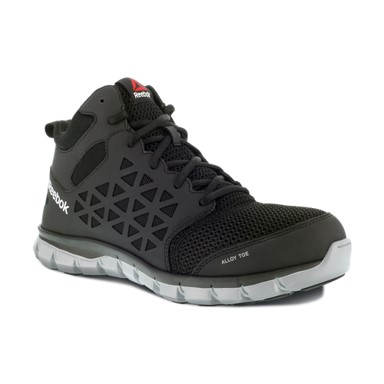 Reebok Work: Sublite Cushion Work Men's Athletic Mid Cut Alloy Toe Work Shoe (Black)
