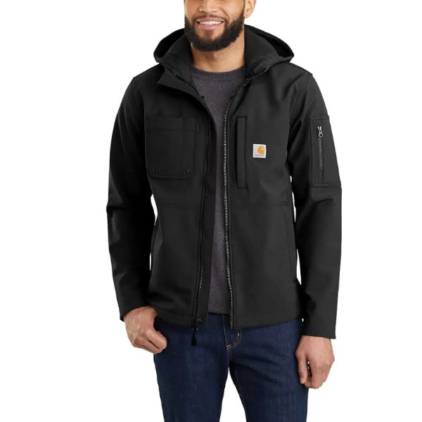 Carhartt: Rain Defender® Relaxed Fit Midweight Softshell Hooded Jacket (Black)