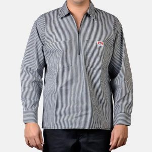 Ben Davis: Long Sleeve Striped 1/2 Zip (Black Stripe)