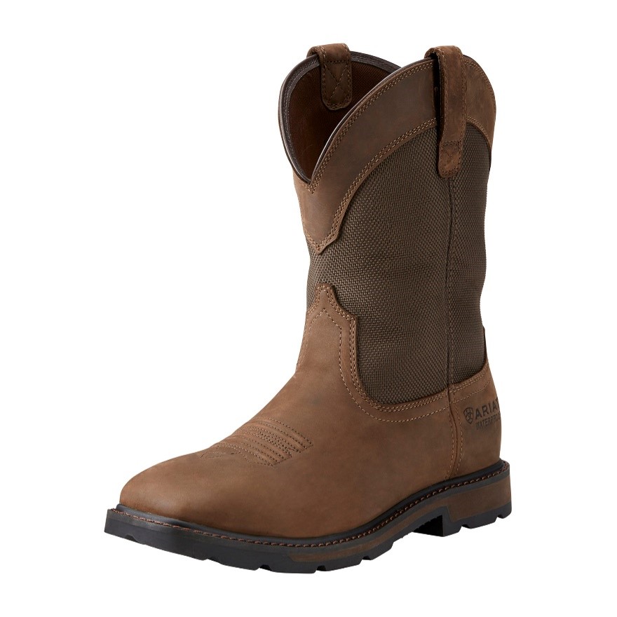 Ariat Work: Men's Groundbreaker Wide Square Toe Waterproof Steel Toe Work Boot (Palm Brown)