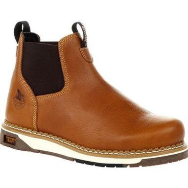Georgia Boot: AMP LT Wedge Chelsea Work Boot (Brown)