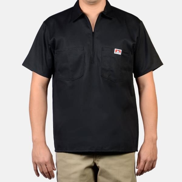 Ben Davis: Short Sleeve Solid 1/2 Zip (Black)