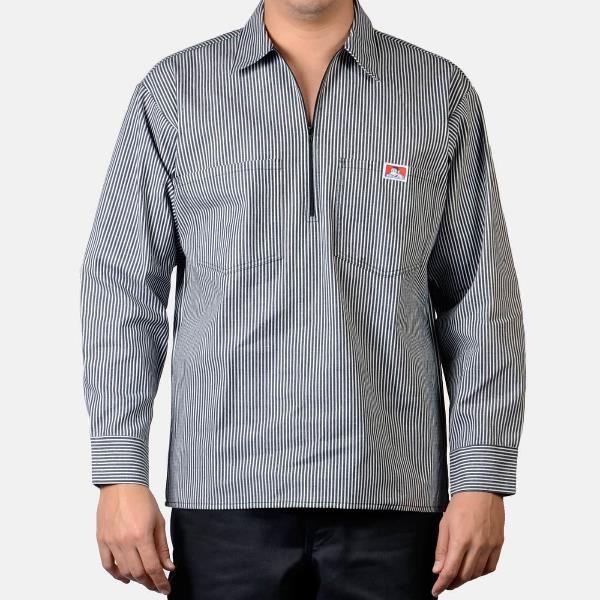 Ben Davis: Long Sleeve Striped 1/2 Zip (Black Stripe)