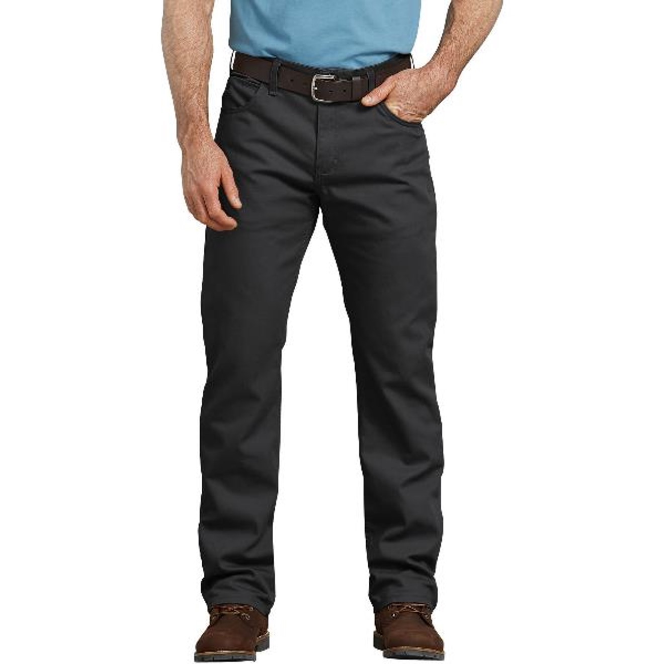 Dickies: FLEX Regular Fit Straight Leg Tough Max™ Duck 5-Pocket Pants (Stonewashed Black)