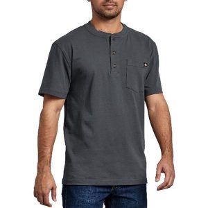 Dickies: Short Sleeve Heavyweight Henley Shirt (Charcoal Gray)