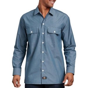 Dickies: Relaxed Fit Long Sleeve Chambray Shirt (Blue Chambray)