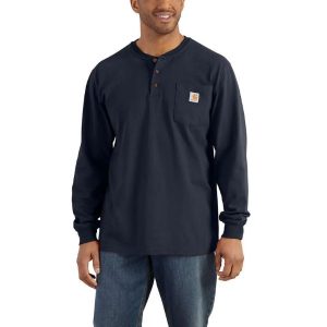 Carhartt: Loose Fit Heavyweight Long-Sleeve Pocket Henley T-Shirt (Navy)